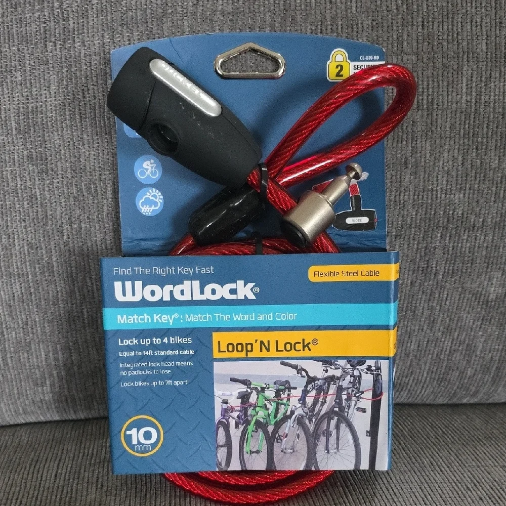 WordLock Loop N Lock Red Bike Lock, New - Picture 8 of 8